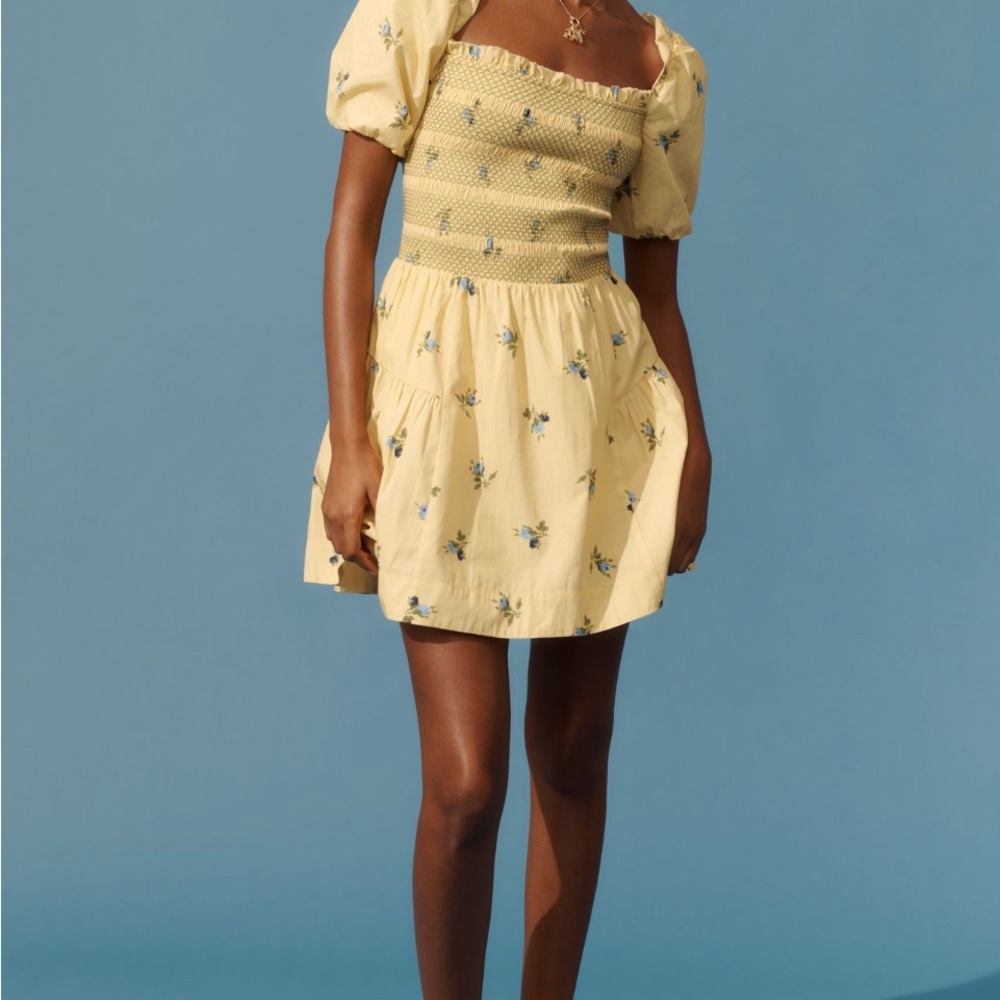Yellow Floral Women's Dress - Anthropologie